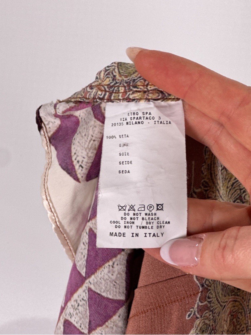 Etro 100% Silk Colorblock Geometric Paisley Long Sleeve Blouse IT 40 US 4 - Picture 8 of 10